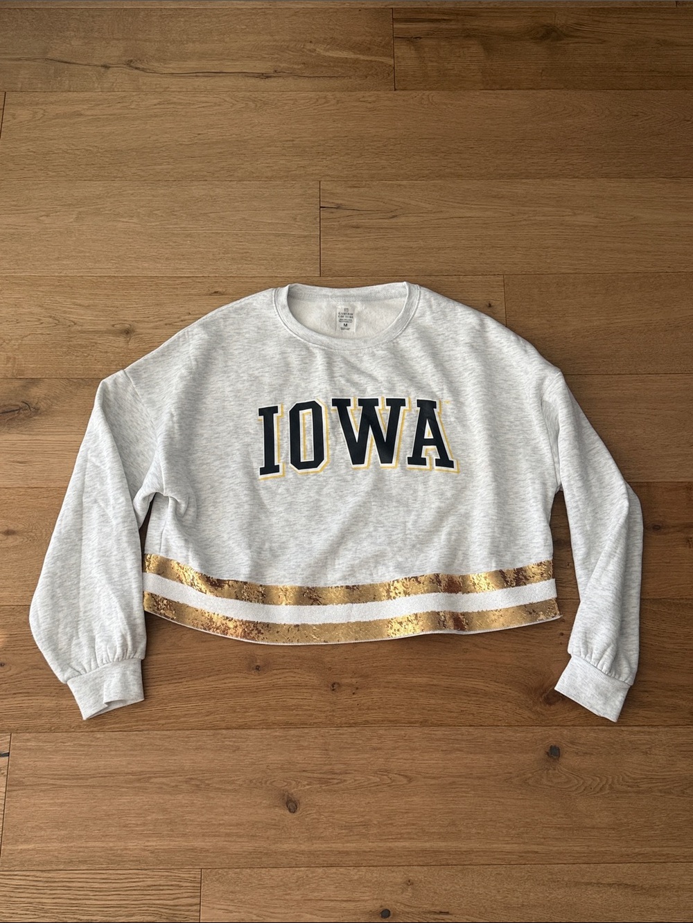 Women’s University of Iowa cropped sweatshirt with sequins